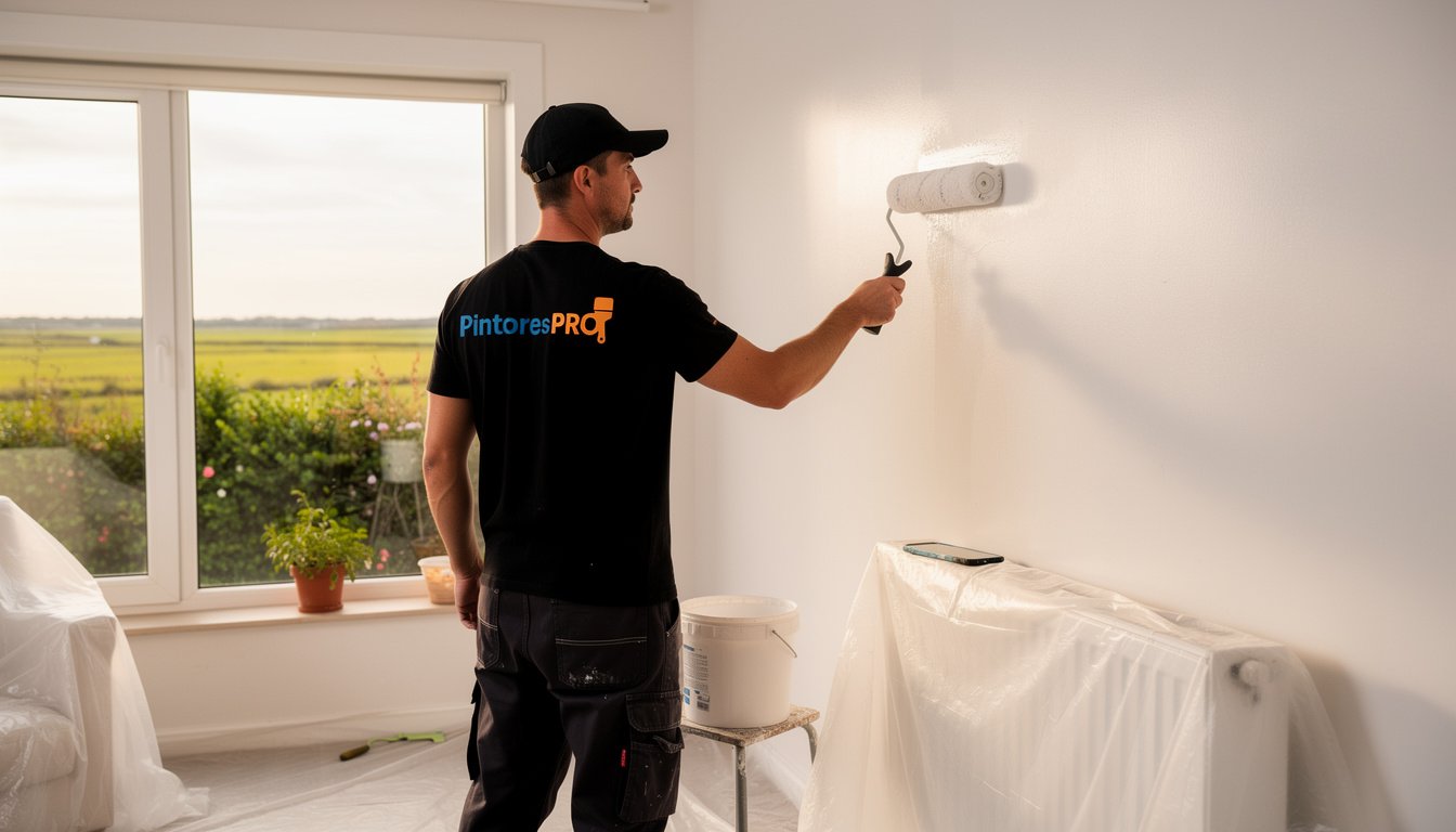 pintores en Aljaraque trabajando en una vivienda