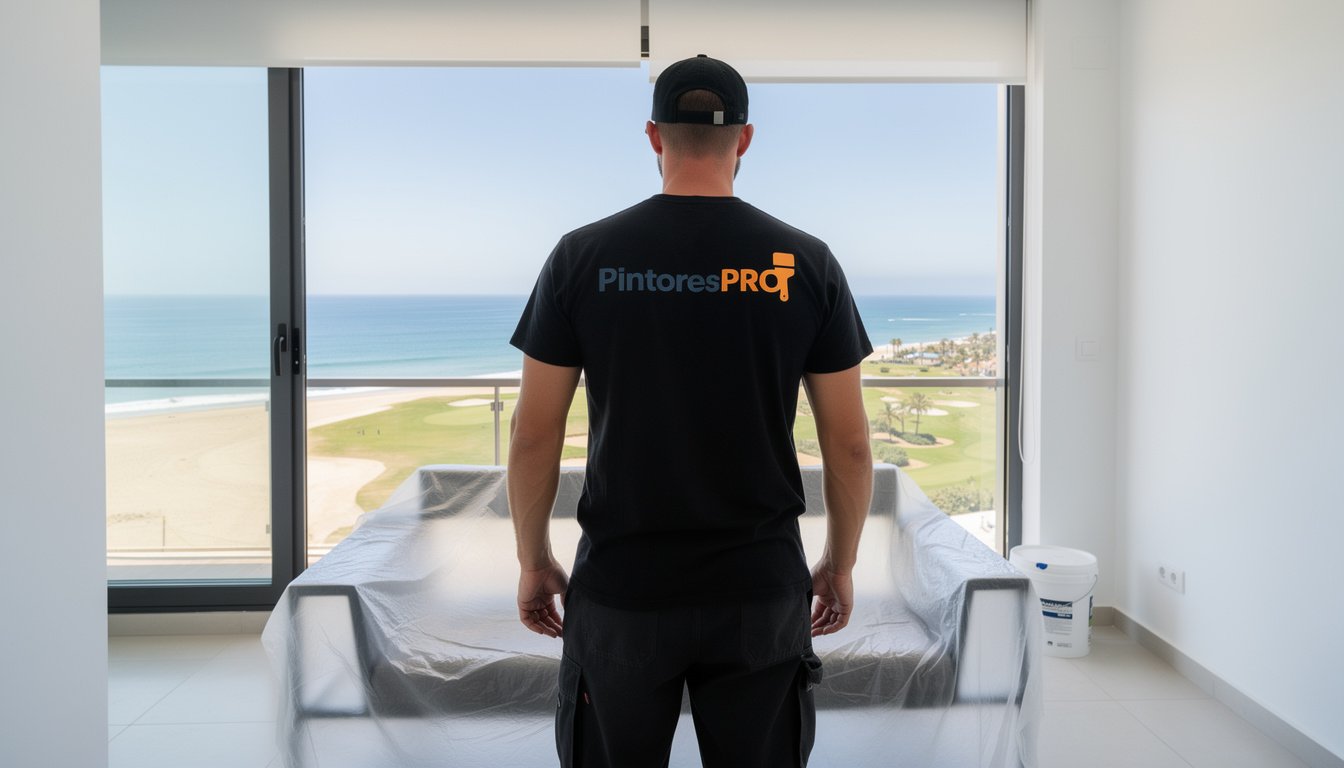 pintores en Isla Canela trabajando en una vivienda