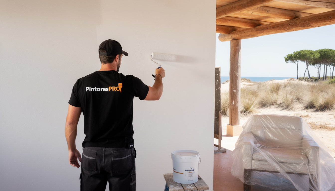 pintores en Mazagón trabajando en una vivienda